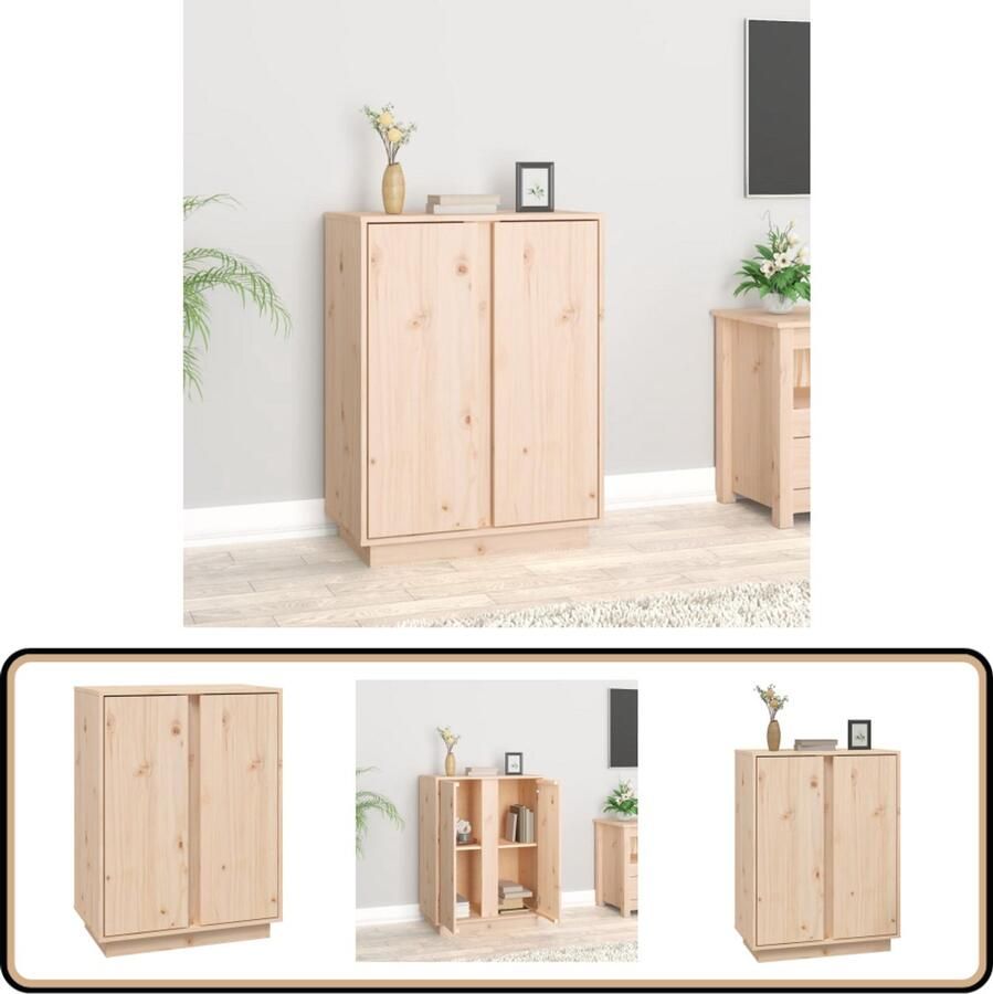 VidaXL Dressoir 60x35x80 cm Massief Grenenhout Dressoir Houten Dressoir Vintage Dressoir Landelijk Dressoir Salontafel