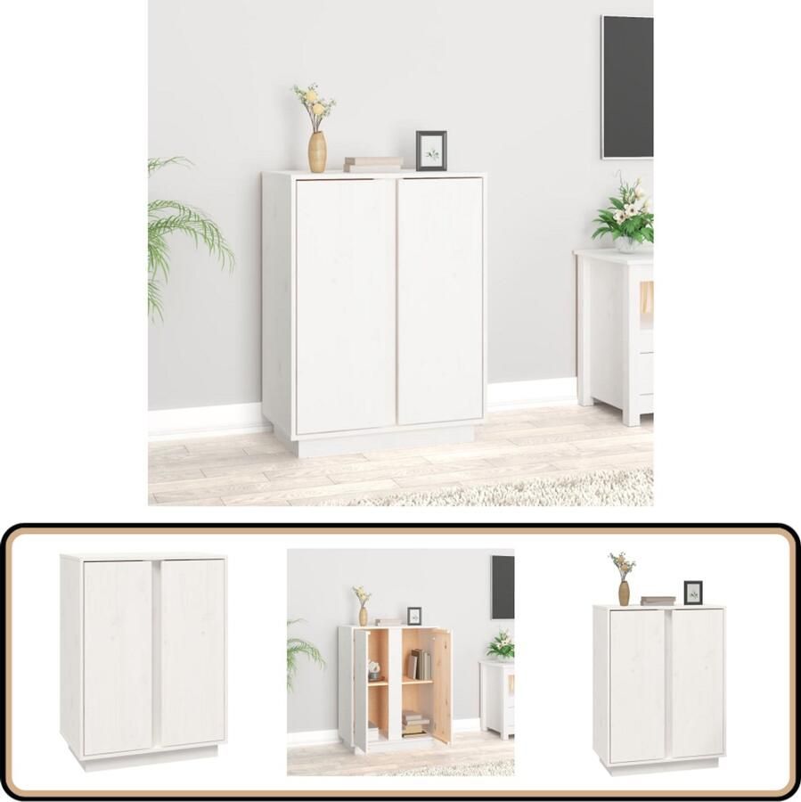 VidaXL Dressoir 60x35x80 cm Grenen Wit Dressoir Houten Dressoir Grenoble Hout Vintage Dressoir Salontafel