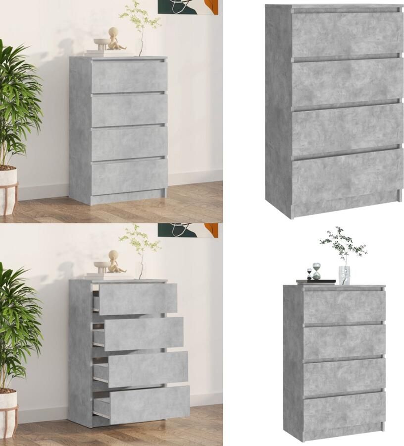 VidaXL Dressoir 60x35x98 5 cm bewerkt hout betongrijs Dressoir Dressoirs Opbergkast Opbergkasten