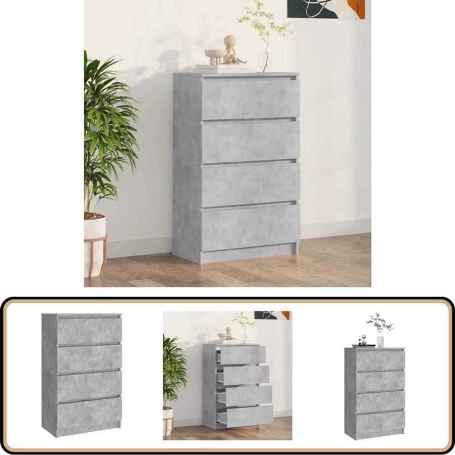 The Living Store Dressoir 60x35x98 5 cm bewerkt hout betongrijs Dressoir Kast Opbergkast Meubilair Beton Grijs