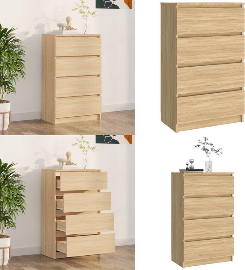 VidaXL Dressoir 60x35x98 5 cm bewerkt hout sonoma eikenkleurig Dressoir Dressoirs Opbergkast Opbergkasten