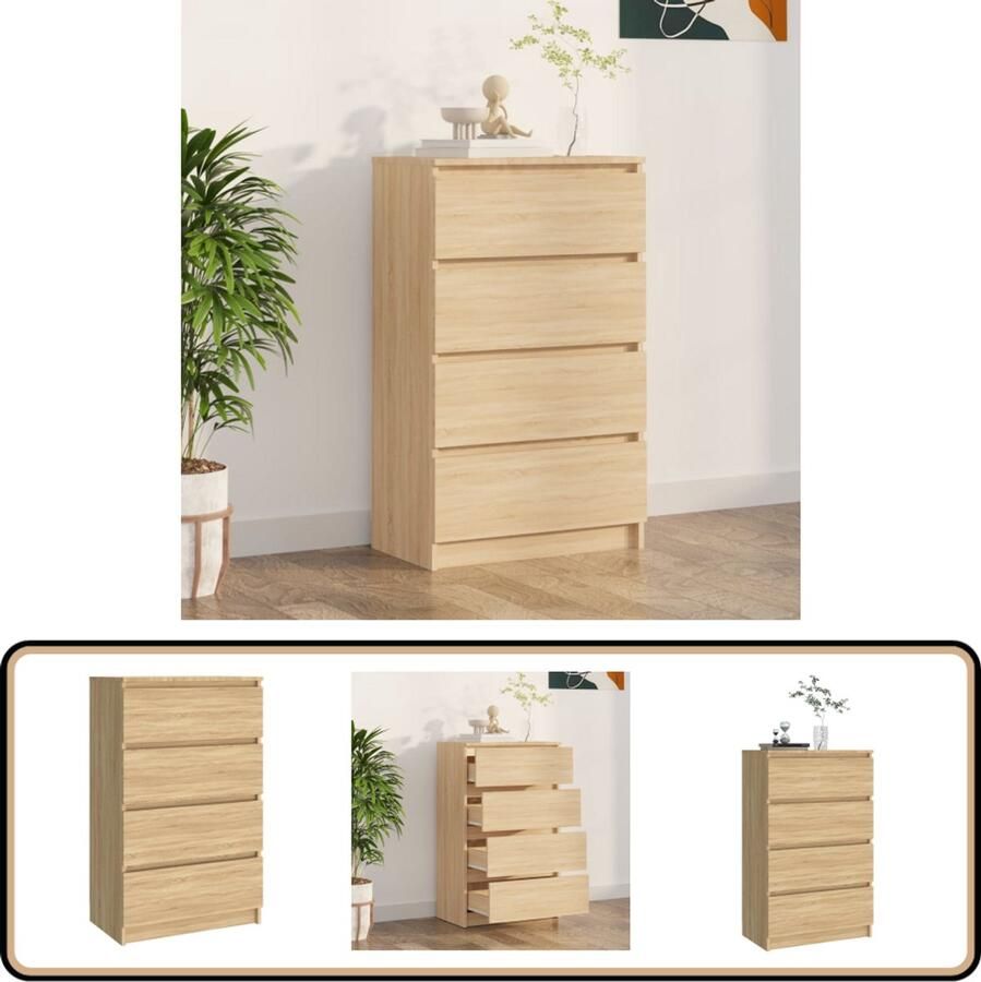 VidaXL Dressoir Sonoma Eiken 4 Lades Dressoir Ladekast Meubels Salontafel Houten Kast