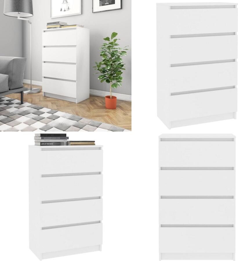 VidaXL Dressoir 60x35x98-5 cm bewerkt hout wit Dressoir Dressoirs Opbergkast Opbergkasten