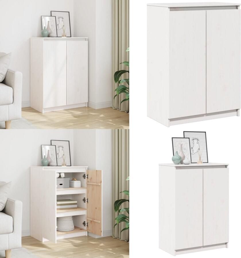 VidaXL Dressoir 60x36x84 cm massief grenenhout wit Dressoir Dressoirs Kast Kasten