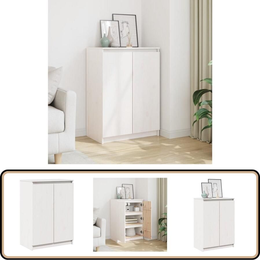 VidaXL Dressoir 60x36x84 cm Grenenhout Wit Dressoir Grenoblehouten Dressoir Wit Dressoir Salontafel Tv-meubel