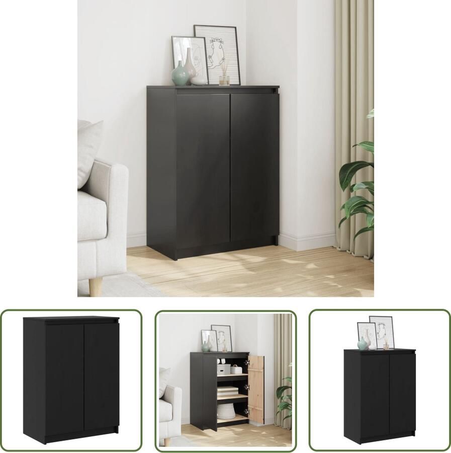 VidaXL Dressoir 60x36x84 cm massief grenenhout zwart Dressoir Grenoblehouten Dressoir Black Dresser Vintage Dressoir Salontafel