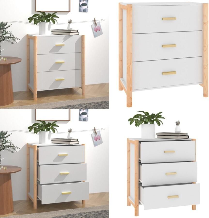 VidaXL Dressoir 62x38x70 cm bewerkt hout wit Dressoir Dressoirs Kast Wandkast