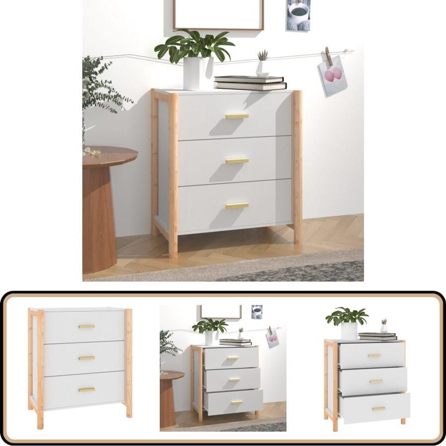 VidaXL Dressoir Wit 62x38x70 cm Hout en Grenen Dressoir Vintage Dressoir Klassiek Dressoir Wit Dressoir Salontafel