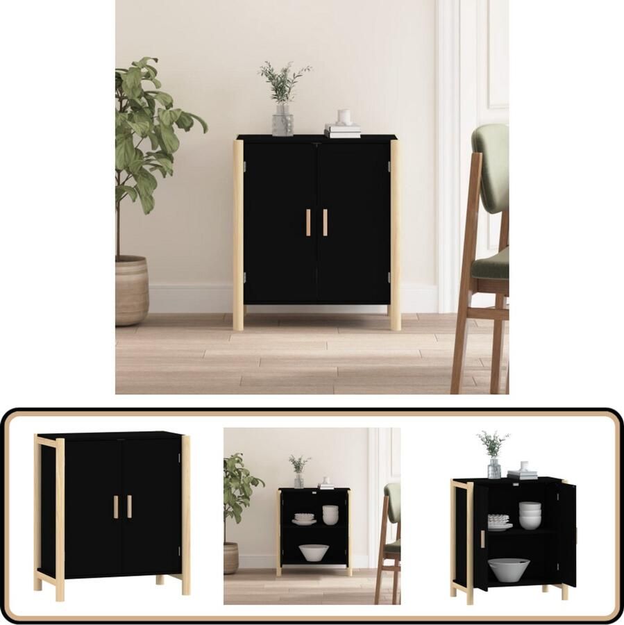 VidaXL Dressoir Zwart 62x38x70 cm Hout Dressoir Industrieel Design Zwart Dressoir Houten Dressoir Vintage Dressoir - Foto 3