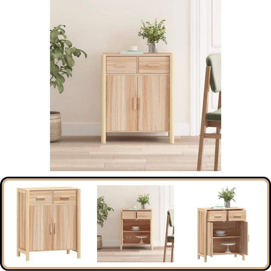 VidaXL Dressoir 62x38x75 cm Bewerkt Hout Dressoir Klassiek Meubel Houtsoort Opbergmeubel Salontafel