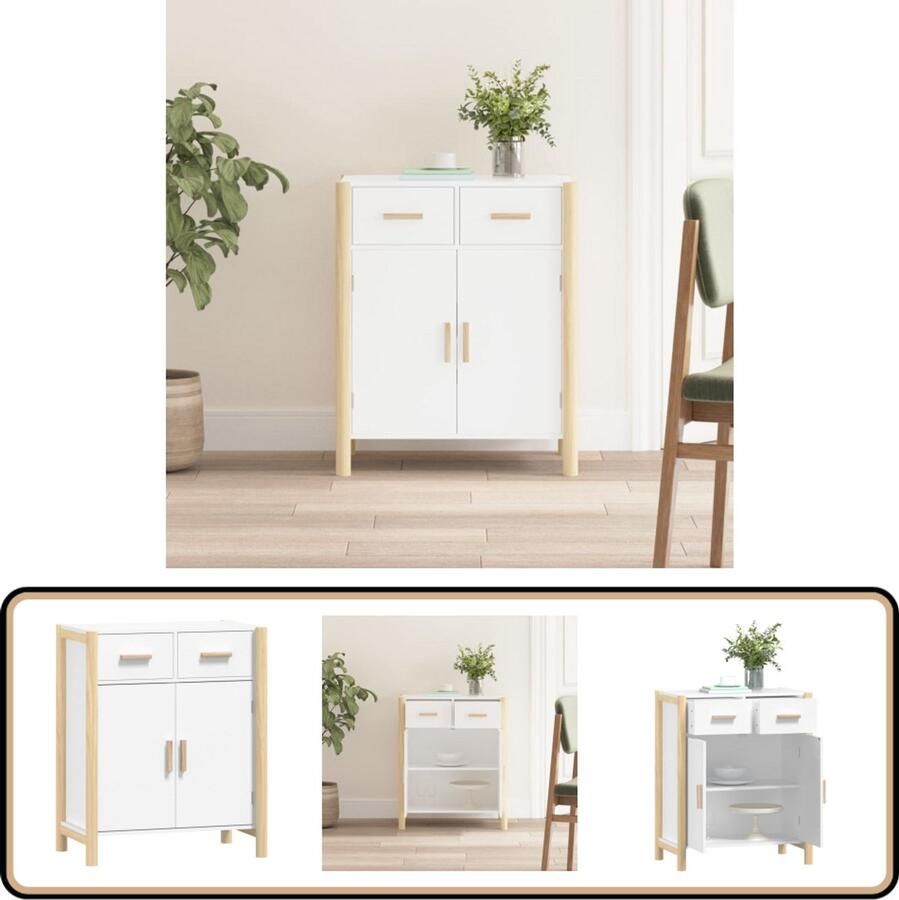 VidaXL Dressoir Wit 62x38x75 cm Hout Dressoir Witte Dressoirs Houtsoort Vintage Dressoir Salontafel