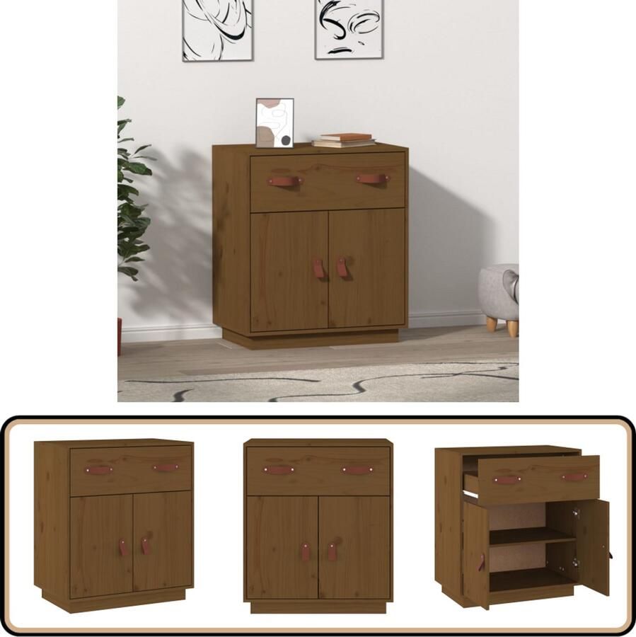 VidaXL Dressoir Massief Grenenhout Honingbruin Dressoir Houten Dressoir Grenenhout Dressoir Vintage Dressoir Salontafel