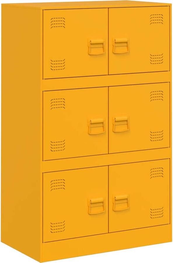 VidaXL -Dressoir-67x39x107-cm-staal-mosterdgeel