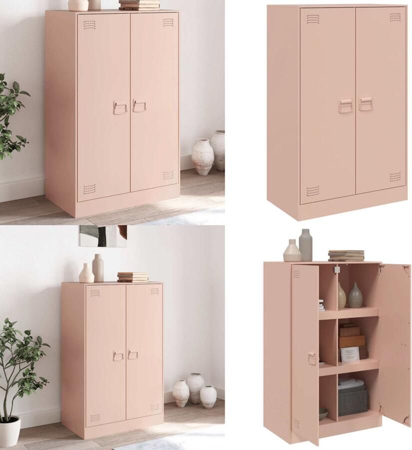 VidaXL Dressoir 67x39x107 cm staal roze Dressoir Dressoirs Opbergkast Wandkast - Foto 2