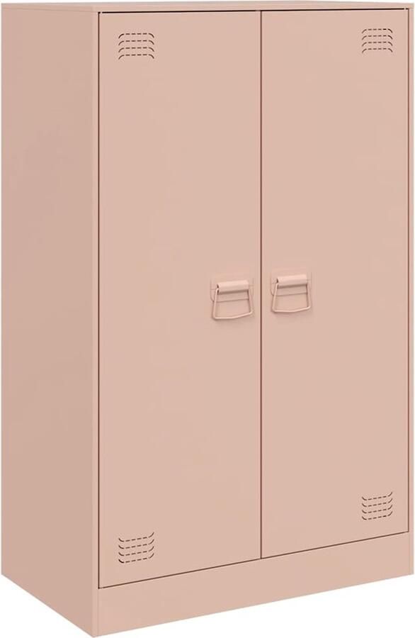 VidaXL Dressoir Staal Roze 67x39x107 cm 6 Vakken Opbergkast Tv-meubel Rosetinten Staal Dressoir Vintage Look