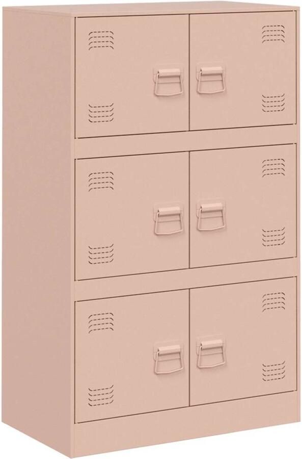 VidaXL -Dressoir-67x39x107-cm-staal-roze