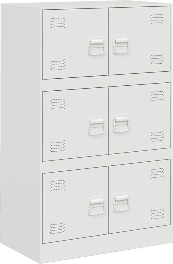 VidaXL Dressoir Staal Wit 6 vakken 67x39x107 cm TV-meubel Dressoir Opbergkast Wandkast Staal - Foto 2