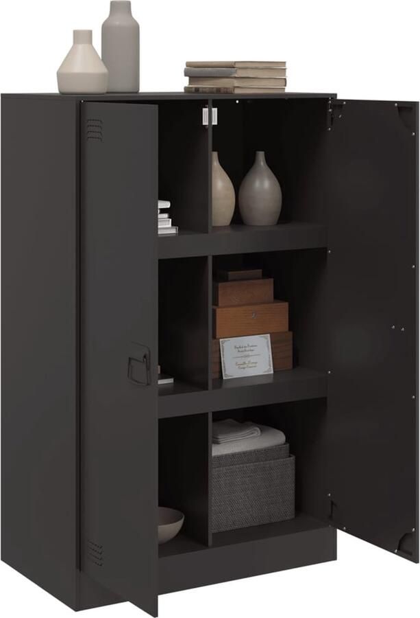 VidaXL -Dressoir-67x39x107-cm-staal-zwart