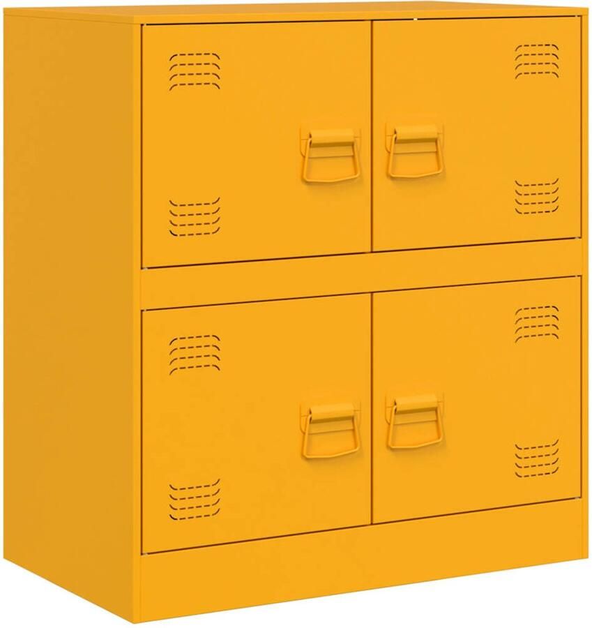 VidaXL Dressoir Staal Mosterdgeel 67x39x73 cm Televisiekast Tv Kast Stalen Kast Opbergkast Dressoir