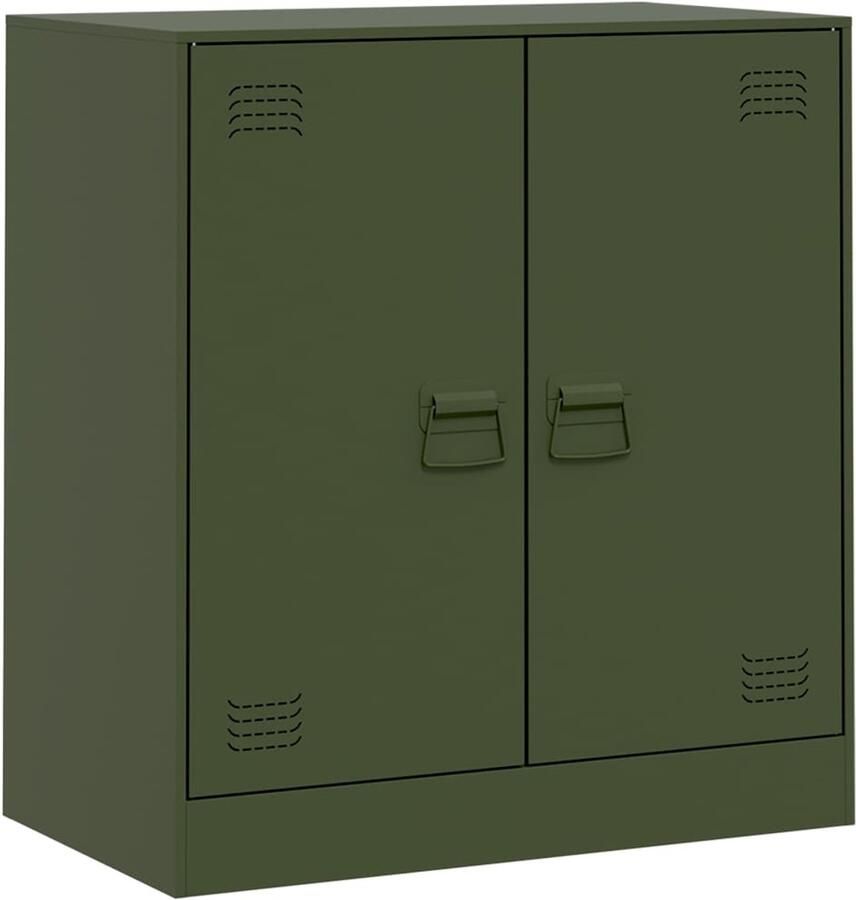VidaXL -Dressoir-67x39x73-cm-staal-olijfgroen - Foto 2