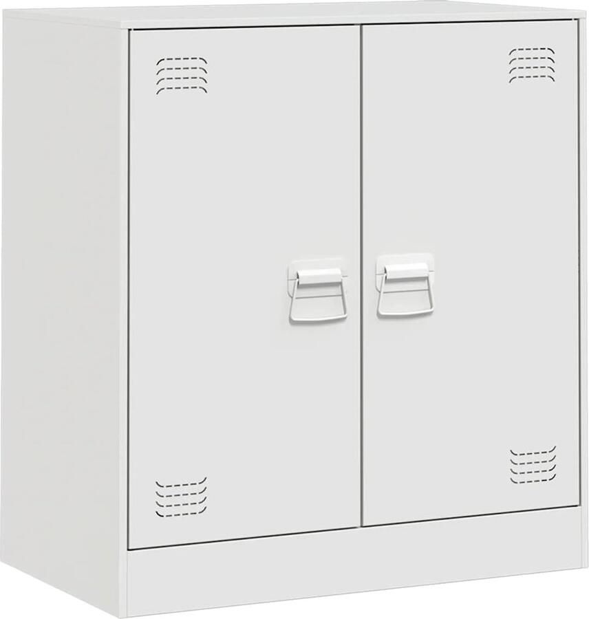 The Living Store Dressoir 67x39x73 cm staal wit Tv-kast Tv Stand Mediacafe Salontafel Opbergkast - Foto 2