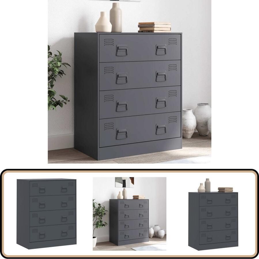 VidaXL -Dressoir-67x39x83-cm-staal-antracietkleurig