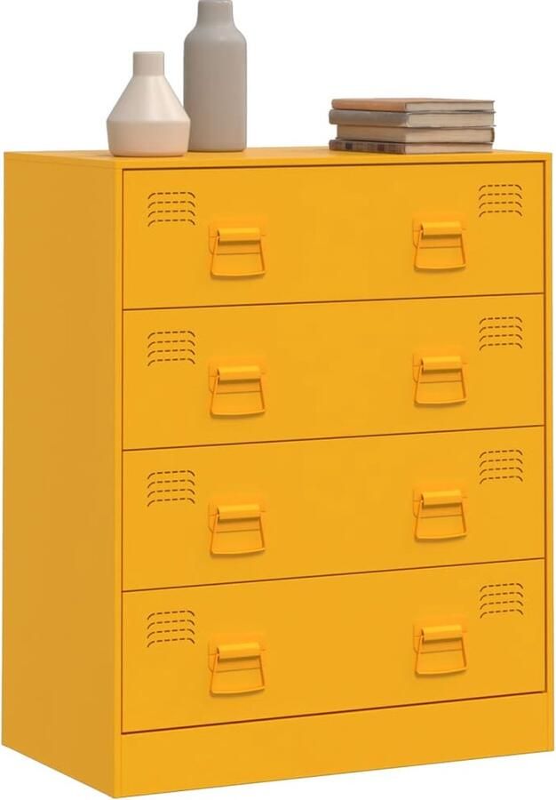 VidaXL -Dressoir-67x39x83-cm-staal-mosterdgeel - Foto 2