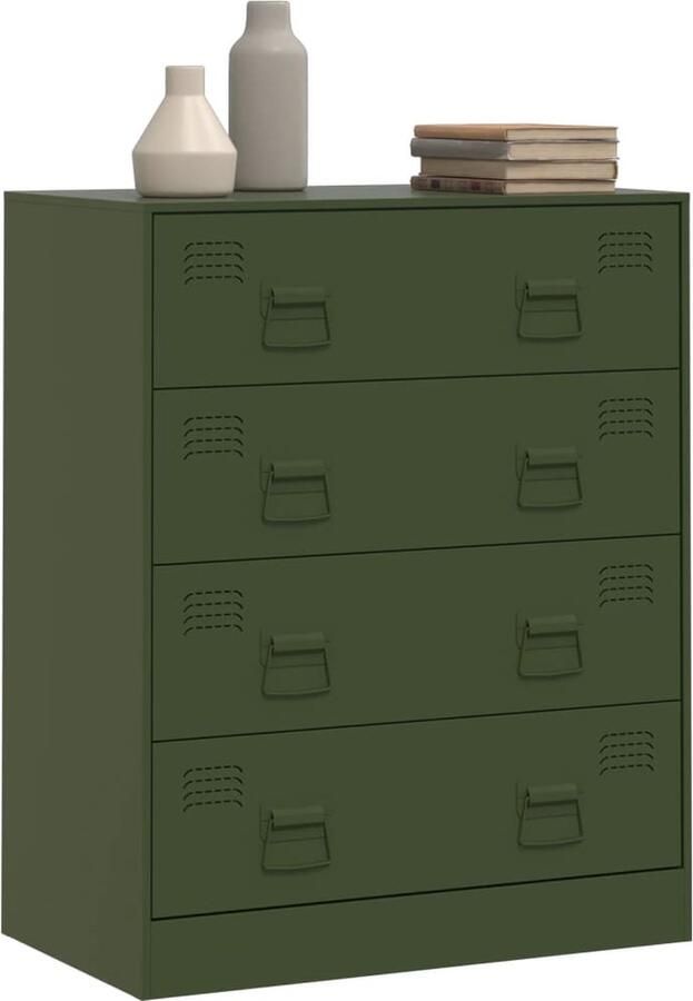 VidaXL -Dressoir-67x39x83-cm-staal-olijfgroen - Foto 2