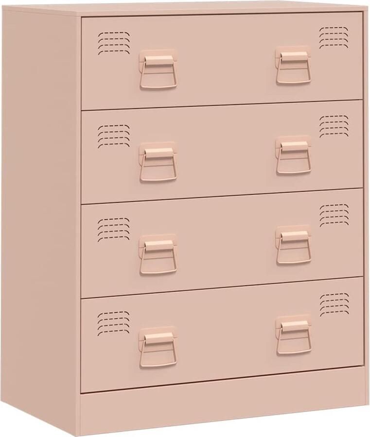 VidaXL -Dressoir-67x39x83-cm-staal-roze