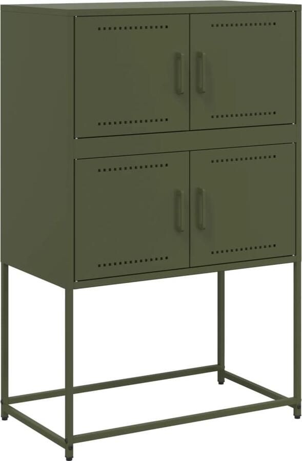 VidaXL Dressoir 68 5x38 5x107 cm staal olijfgroen