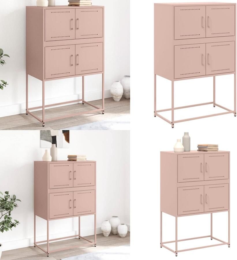 VidaXL Dressoir 68 5x38 5x107 cm staal roze Dressoir Dressoirs Kast Wandkast