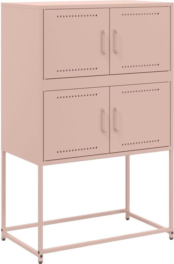 The Living Store Dressoir 68 5x38 5x107 cm staal roze Dressoir Industrieel Design Roestvrijstalen Dressoir Roze Dressoir Opbergkast