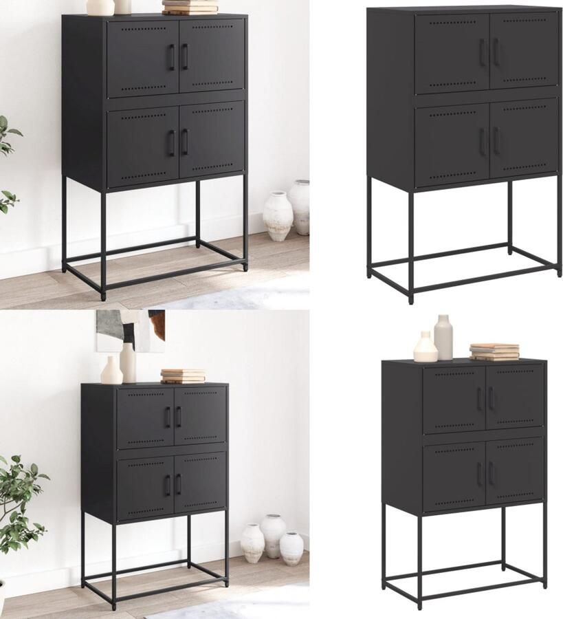 VidaXL Dressoir 68 5x38 5x107 cm staal zwart Dressoir Dressoirs Kast Wandkast