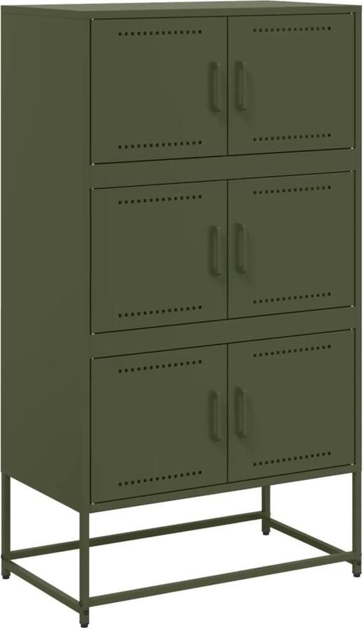 VidaXL Dressoir 68 5x38 5x123 5 cm staal olijfgroen