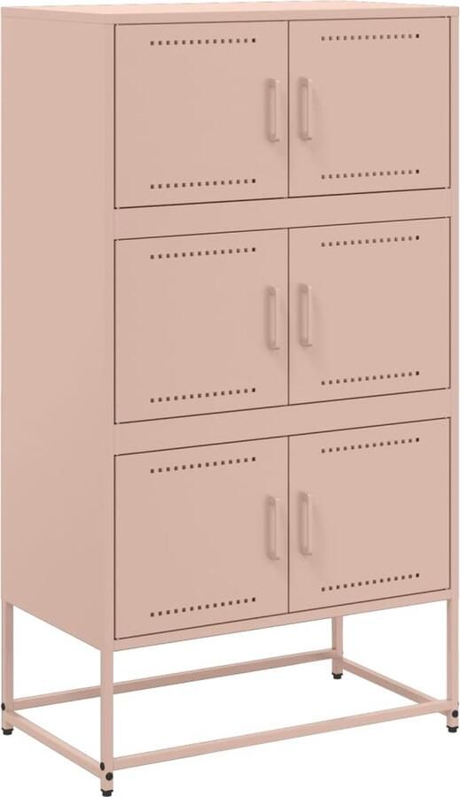VidaXL Stalen Dressoir Roze 68 5x38 5x123 5 cm Dressoir Industrieel Meubilair Metalen Dressoir Opbergkast Vintage Dressoir