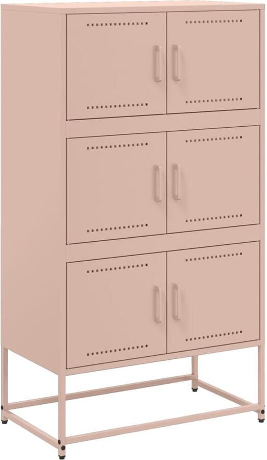 The Living Store Dressoir 68 5x38 5x123 5 cm staal roze Dressoir Industrieel Meubilair Metalen Dressoir Opbergkast Vintage Dressoir