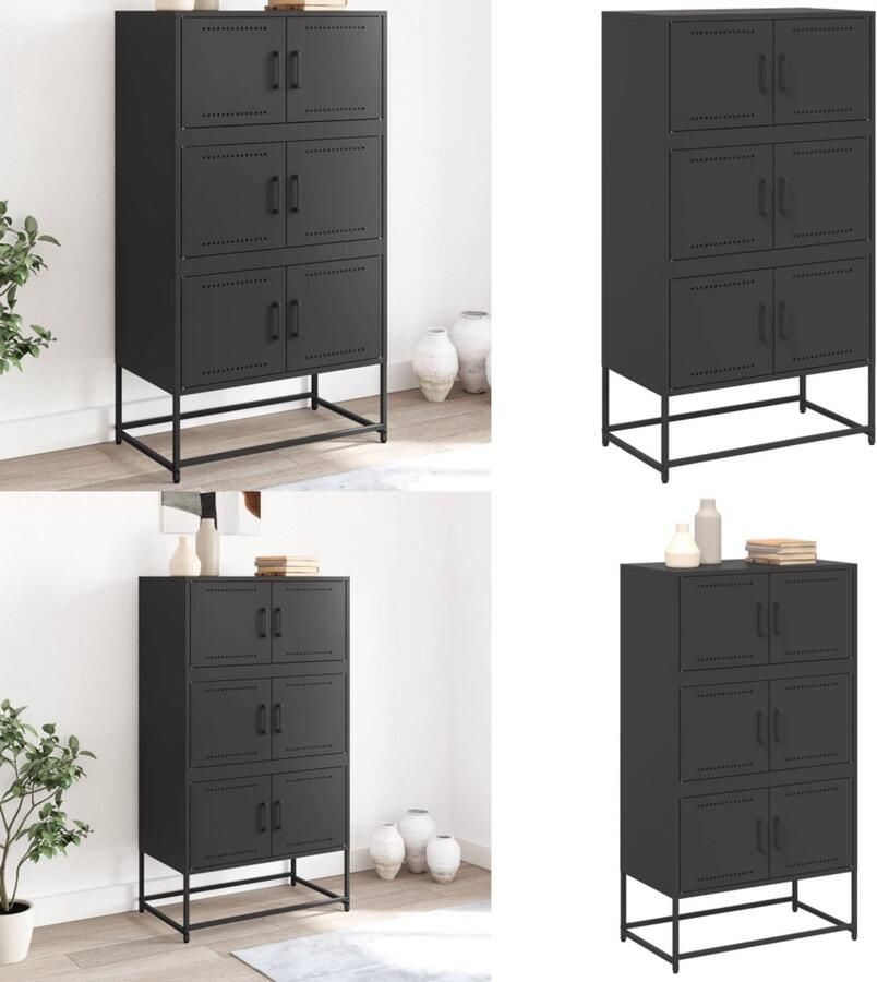 VidaXL Dressoir 68 5x38 5x123 5 cm staal zwart Dressoir Dressoirs Kast Wandkast