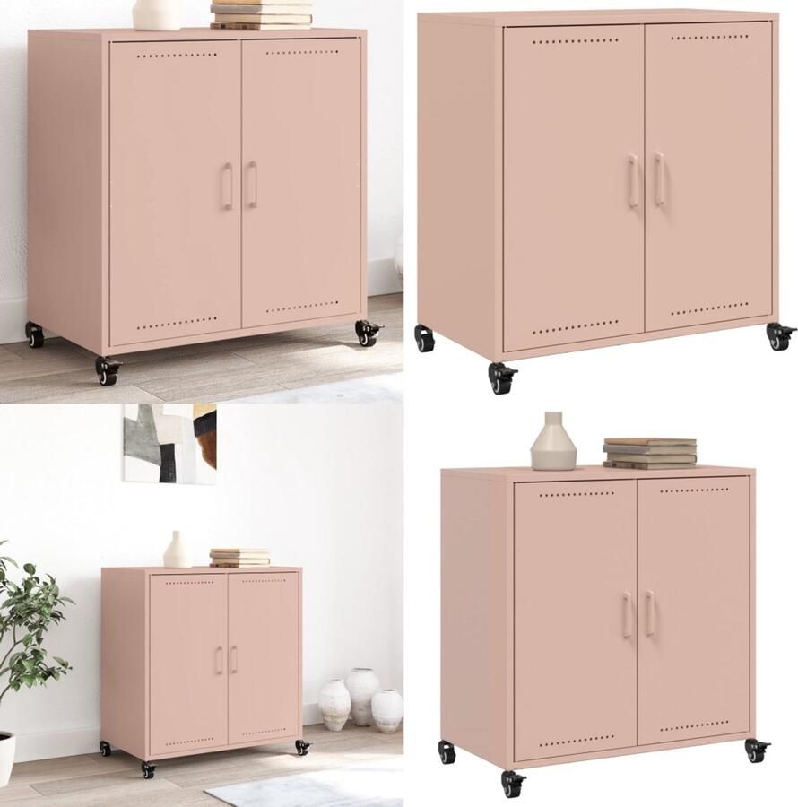 VidaXL Dressoir 68 5x39x72 cm staal roze Dressoir Dressoirs -kast Dressoirkast