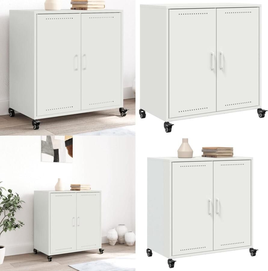 VidaXL Dressoir 68 5x39x72 cm staal wit Dressoir Dressoirs -kast Dressoirkast