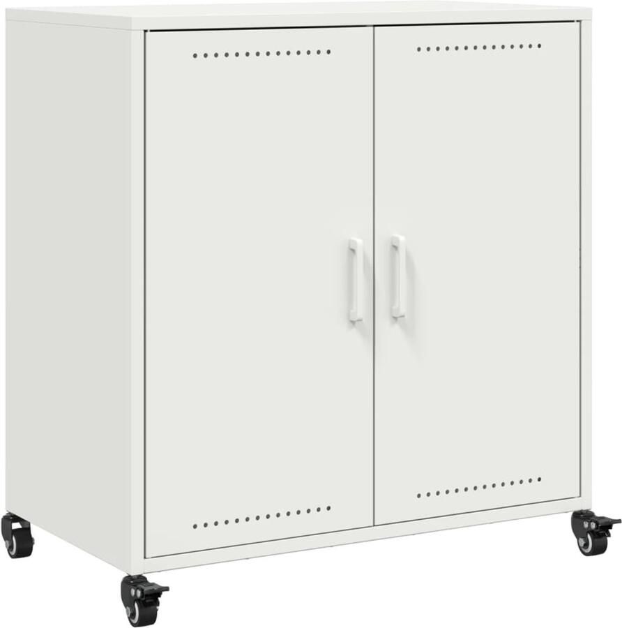 VidaXL Dressoir Staal Wit 68x39x72 cm Dressoir Salontafel Opbergmeubel Wit Meubel Metalen Dressoir