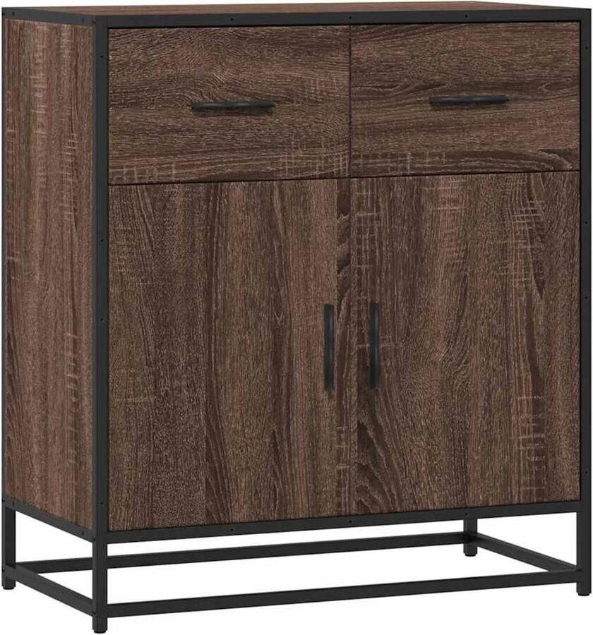 VidaXL Dressoir 68x35x76 cm Bruin eiken Hout & Metaal Dressoir Opbergkast Salontafel Industrieel Design Houten Dressoir