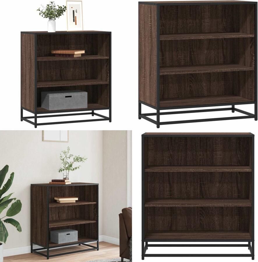 VidaXL Dressoir 68x35x76 cm bewerkt hout en metaal bruin eikenkleur Dressoir Dressoirs Opbergkast Buffet