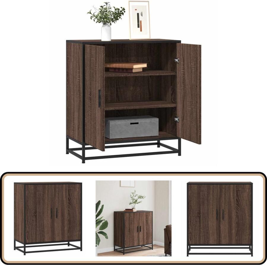 VidaXL Dressoir Bruin Eiken 68x35x76 cm Dressoir Woonkamer Meubels Industrieel Dressoir Houten Dressoir Opbergkast