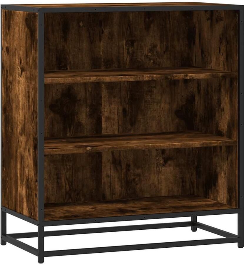 The Living Store Dressoir 68x35x76 cm bewerkt hout en metaal gerookt eiken Dressoir Industrieel Design Houten Dressoir Opbergkast Keukenmeubilair - Foto 2
