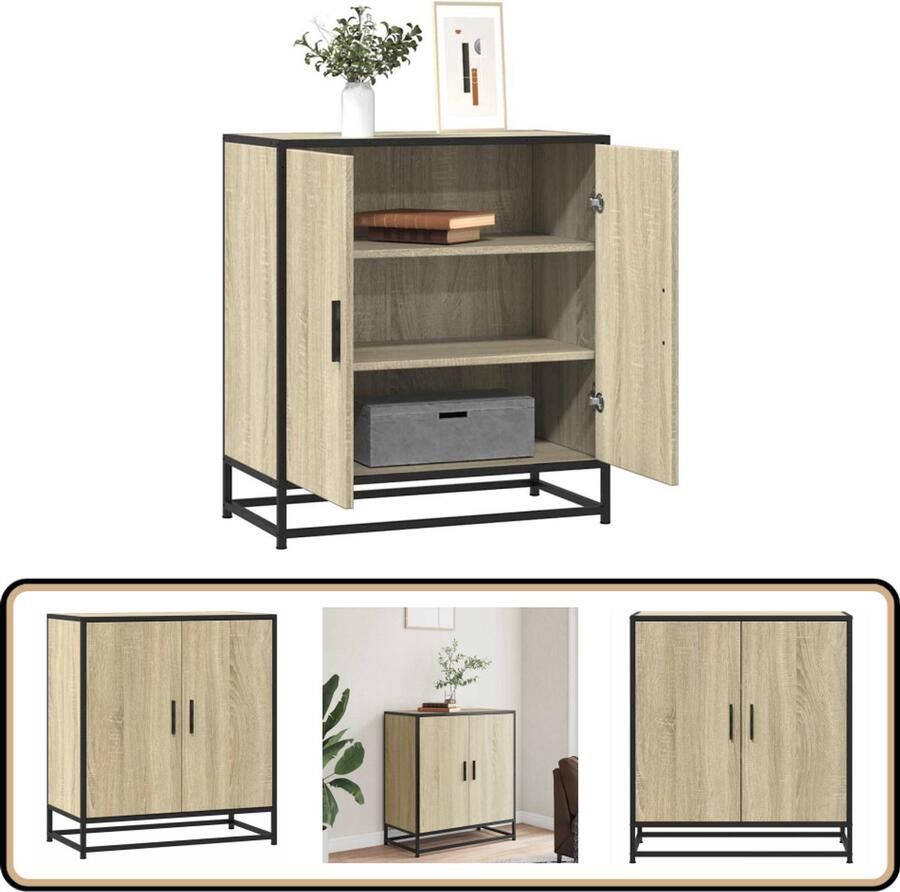 VidaXL Dressoir 68x35x76 cm Sonoma eiken kleur Dressoir Salontafel Opslagoplossing Houten Meubels Industrieel Design
