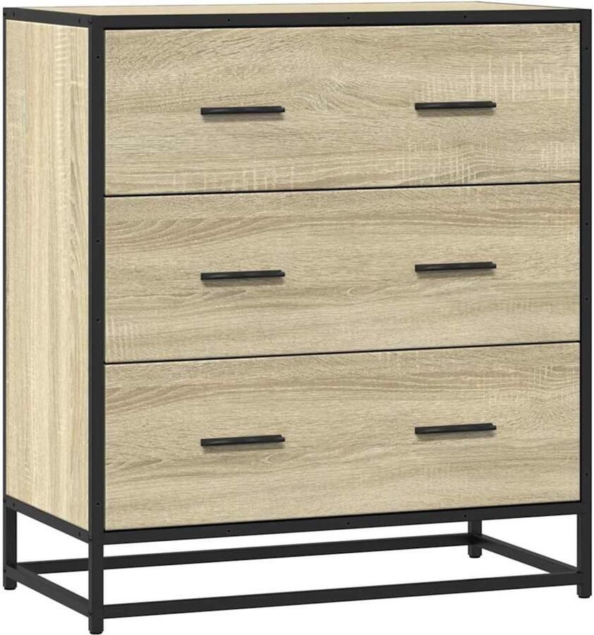 VidaXL Dressoir 68x35x76 cm bewerkt hout en metaal sonoma eikenkleur