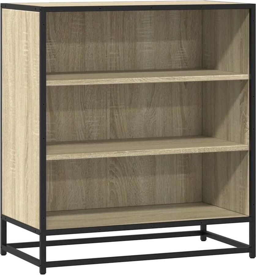 VidaXL Dressoir 68x35x76 cm bewerkt hout en metaal sonoma eikenkleur