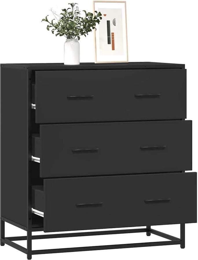 VidaXL Dressoir 68x35x76 cm bewerkt hout en metaal zwart