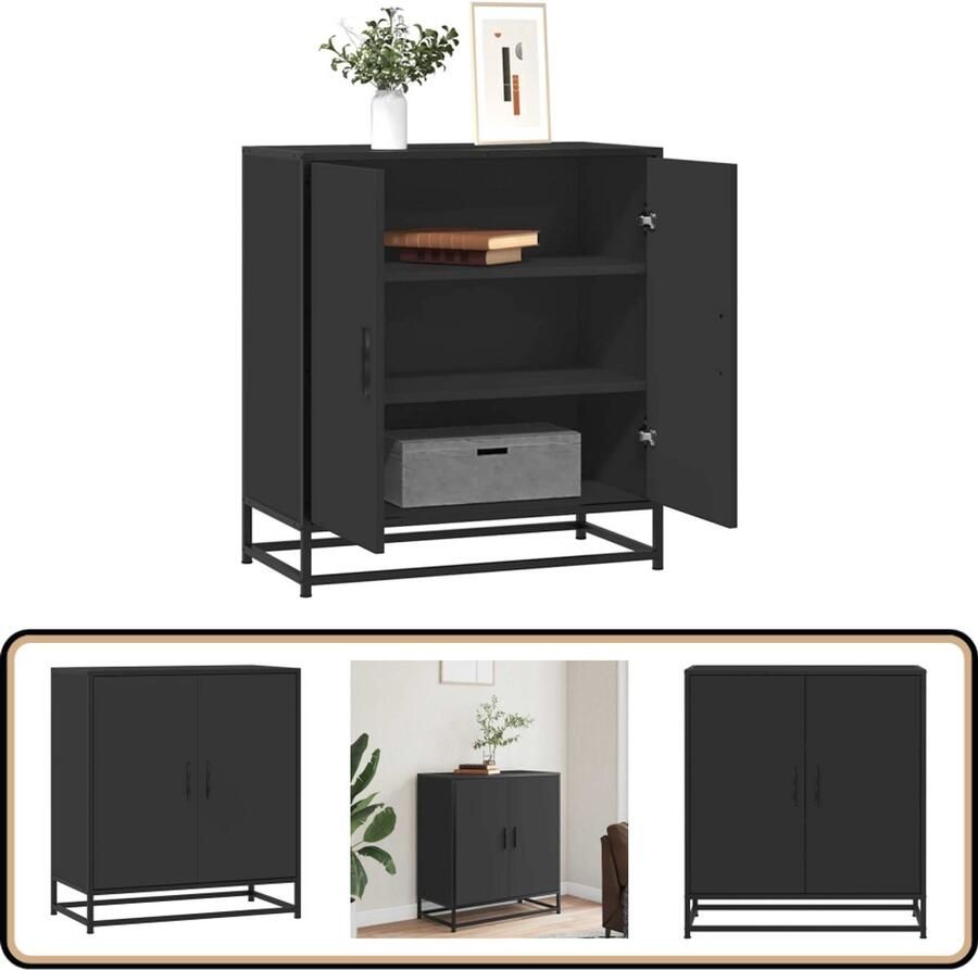 VidaXL Dressoir 68x35x76 cm bewerkt hout en metaal zwart