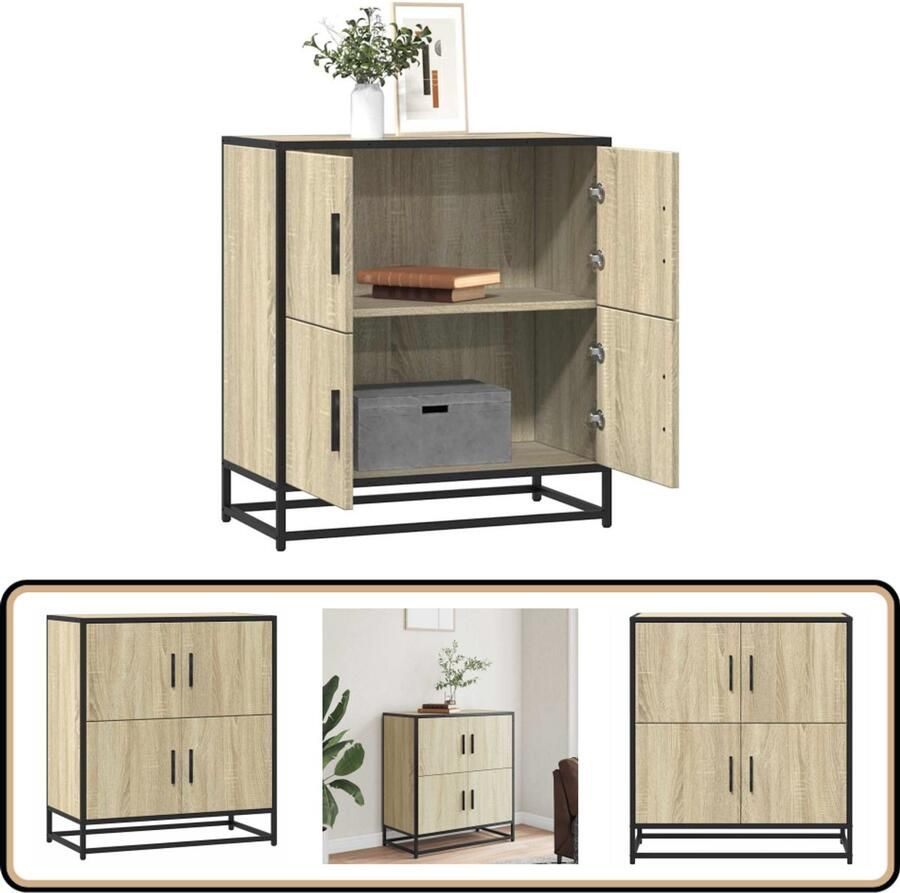 VidaXL Dressoir 68x35x76 cm Sonoma eiken Hout Dressoir Salontafel Opslagmeubilair Houten Dressoir Industrieel Dressoir